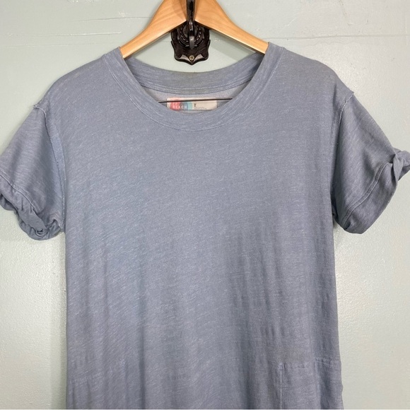 Free People Beach Havana Tee Dress Flowy Slouchy Maxi Ruffle Sz M Blue - Picture 3 of 7